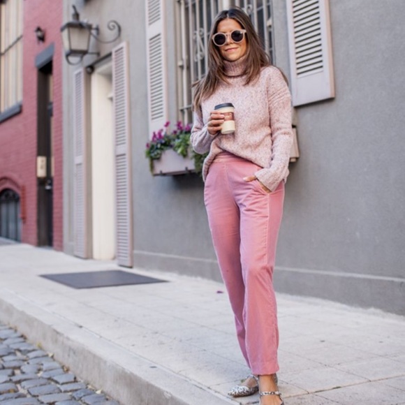 j crew pink velvet pants